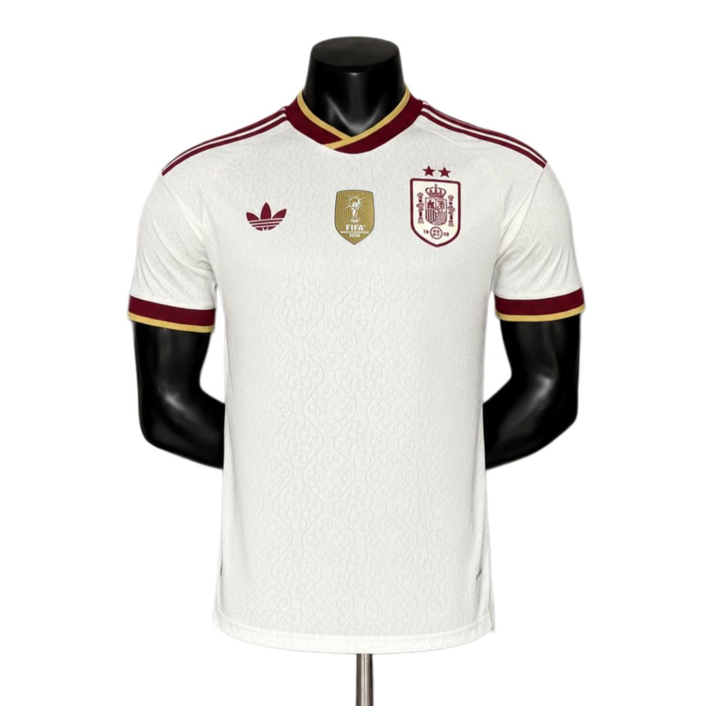 Espanha 2026 2ª camisa Copa do Mundo Campeões Versão jogador